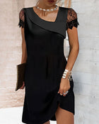 Lerra | Women's Mini Dress with Lace Sleeves Asymmetrical Evening