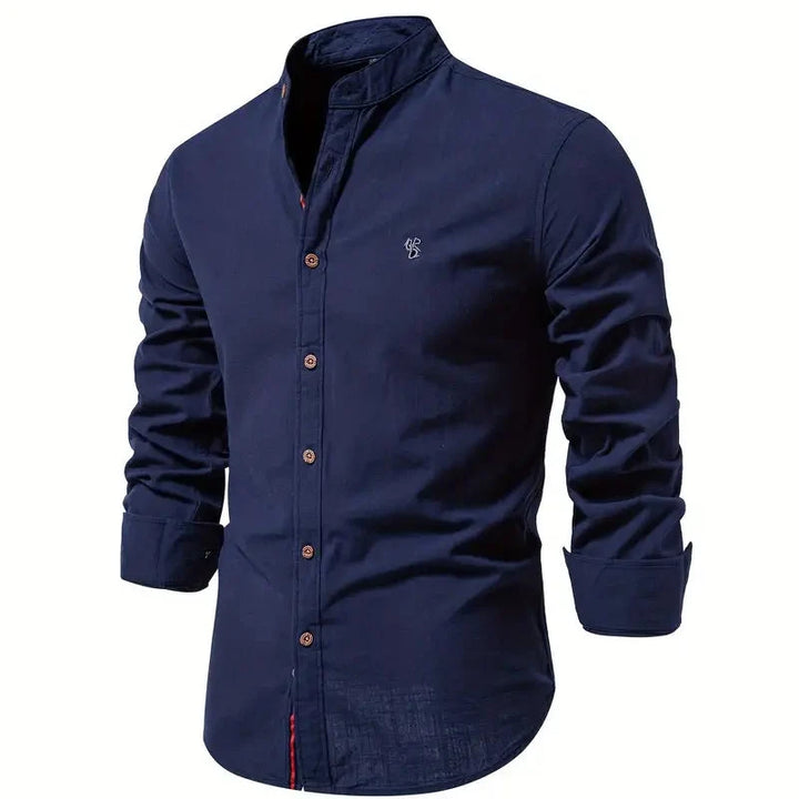 Tailored Long Sleeve Shirt with Button Front and Breathable Fabric, Easy Care