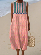 Lily Striped Pastel Midi Dress