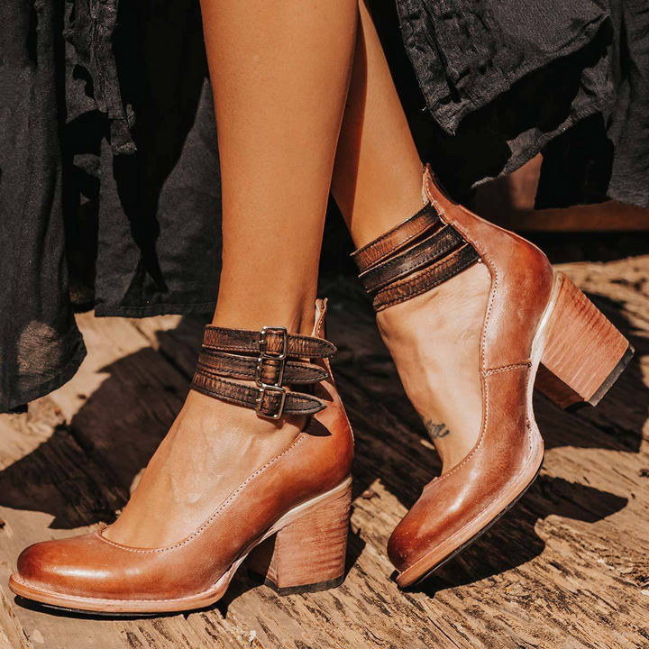 Heels For Women | Raised Block Heel Buckle Fastenings