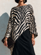 Women's Zebra-Print Asymmetric Hem Cotton-Blend Top