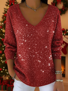 Women’s Blouse | Sequin Long Sleeve V-Neck