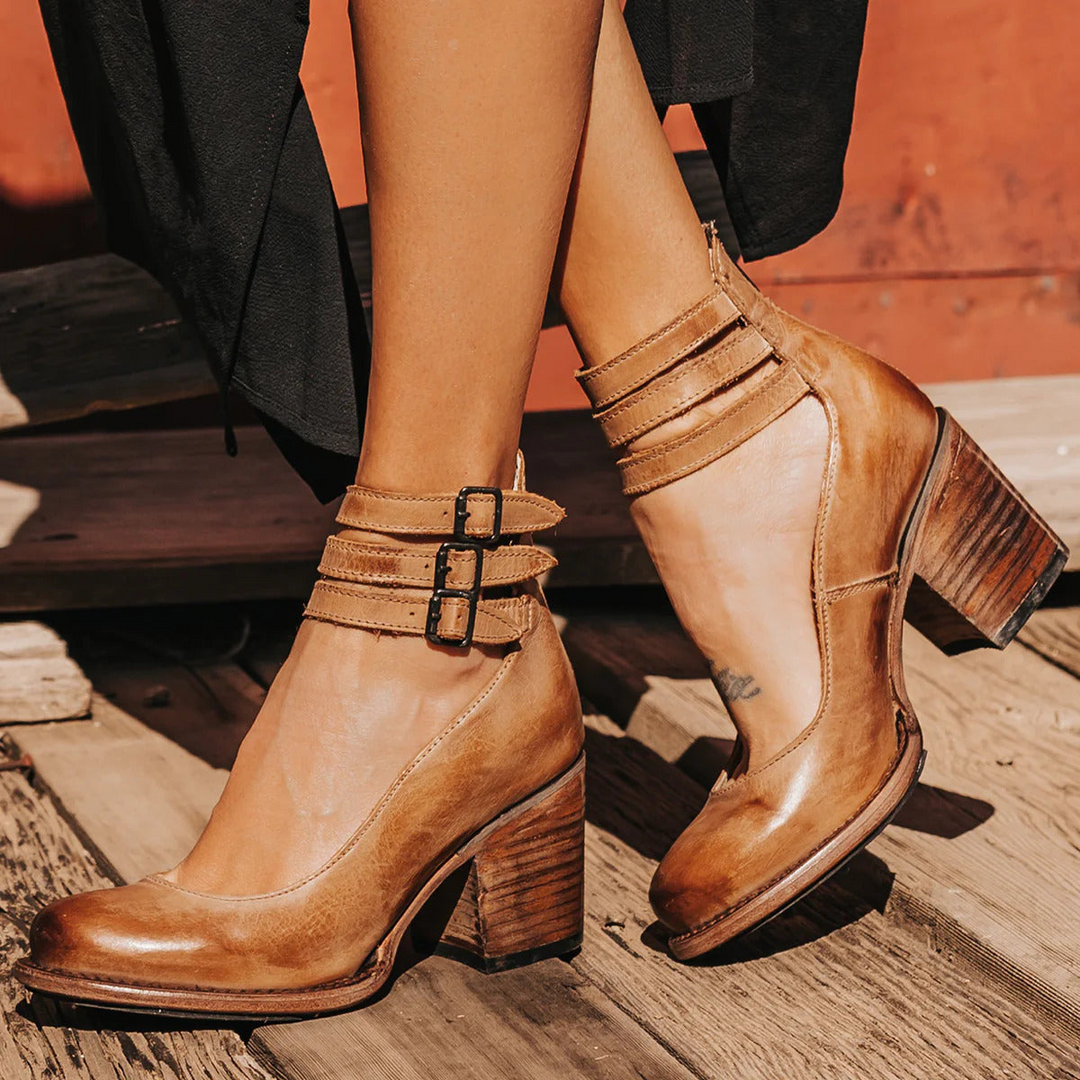 Heels For Women | Raised Block Heel Buckle Fastenings