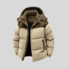 Men's Puffer Jacket with Hood - Colorblock Quilted Winter Jacket