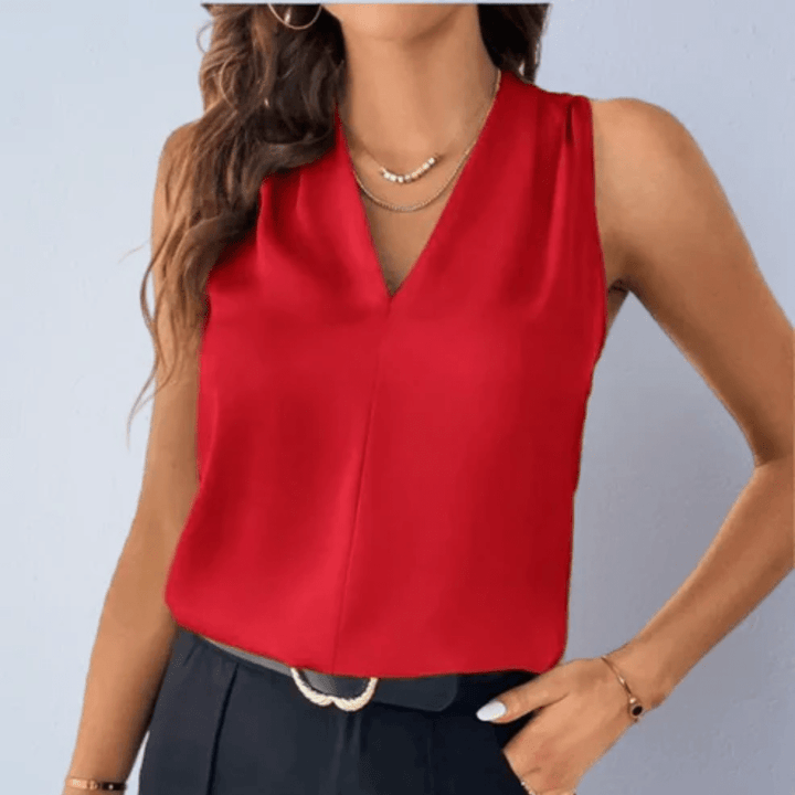 Elegant V-Neck Sleeveless Blouse