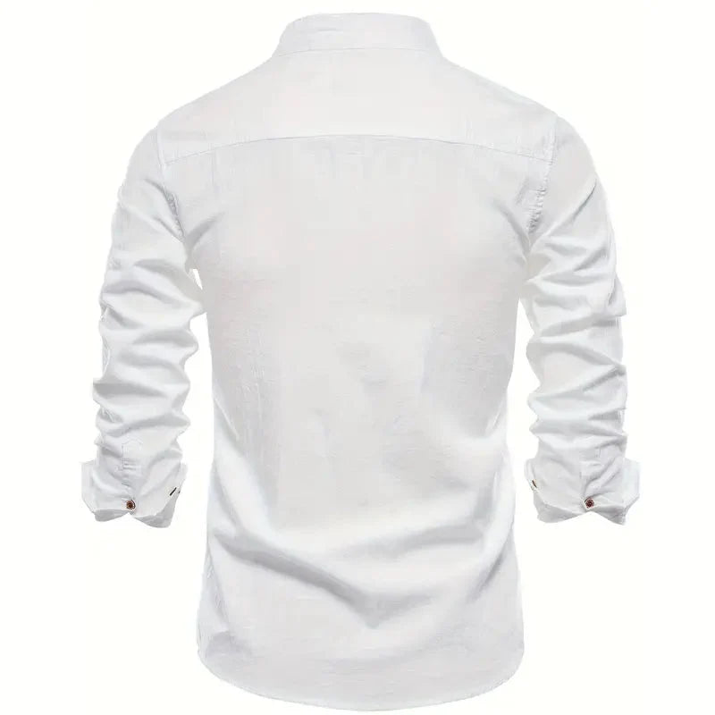 Tailored Long Sleeve Shirt with Button Front and Breathable Fabric, Easy Care
