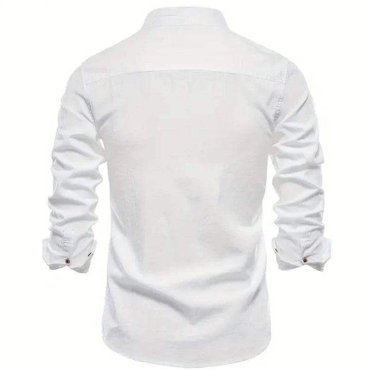 Tailored Long Sleeve Shirt with Button Front and Breathable Fabric, Easy Care