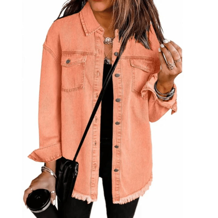 Frayed Oversized Shirt Jacket