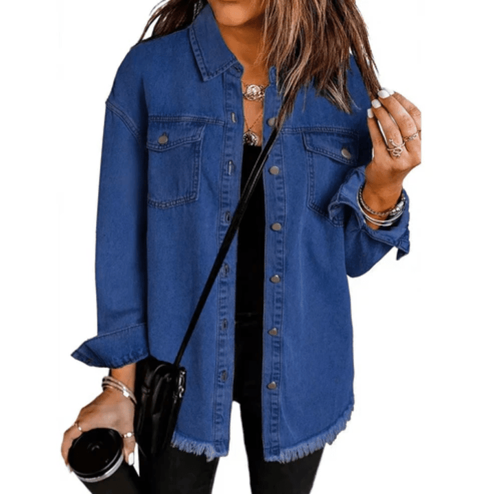 Frayed Oversized Shirt Jacket