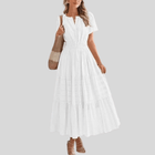 Boho Pleated Puff Sleeve Midi Dress