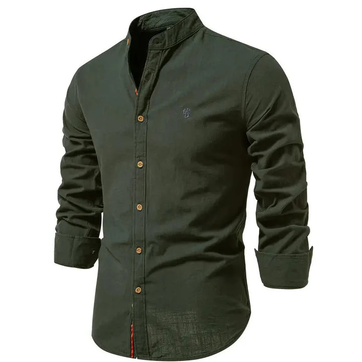 Tailored Long Sleeve Shirt with Button Front and Breathable Fabric, Easy Care