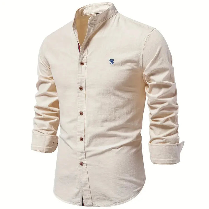 Tailored Long Sleeve Shirt with Button Front and Breathable Fabric, Easy Care