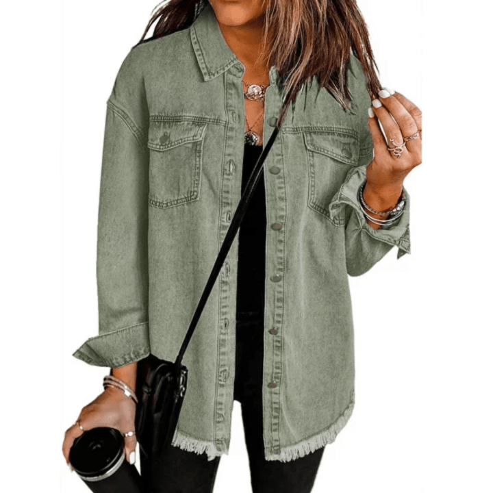 Frayed Oversized Shirt Jacket