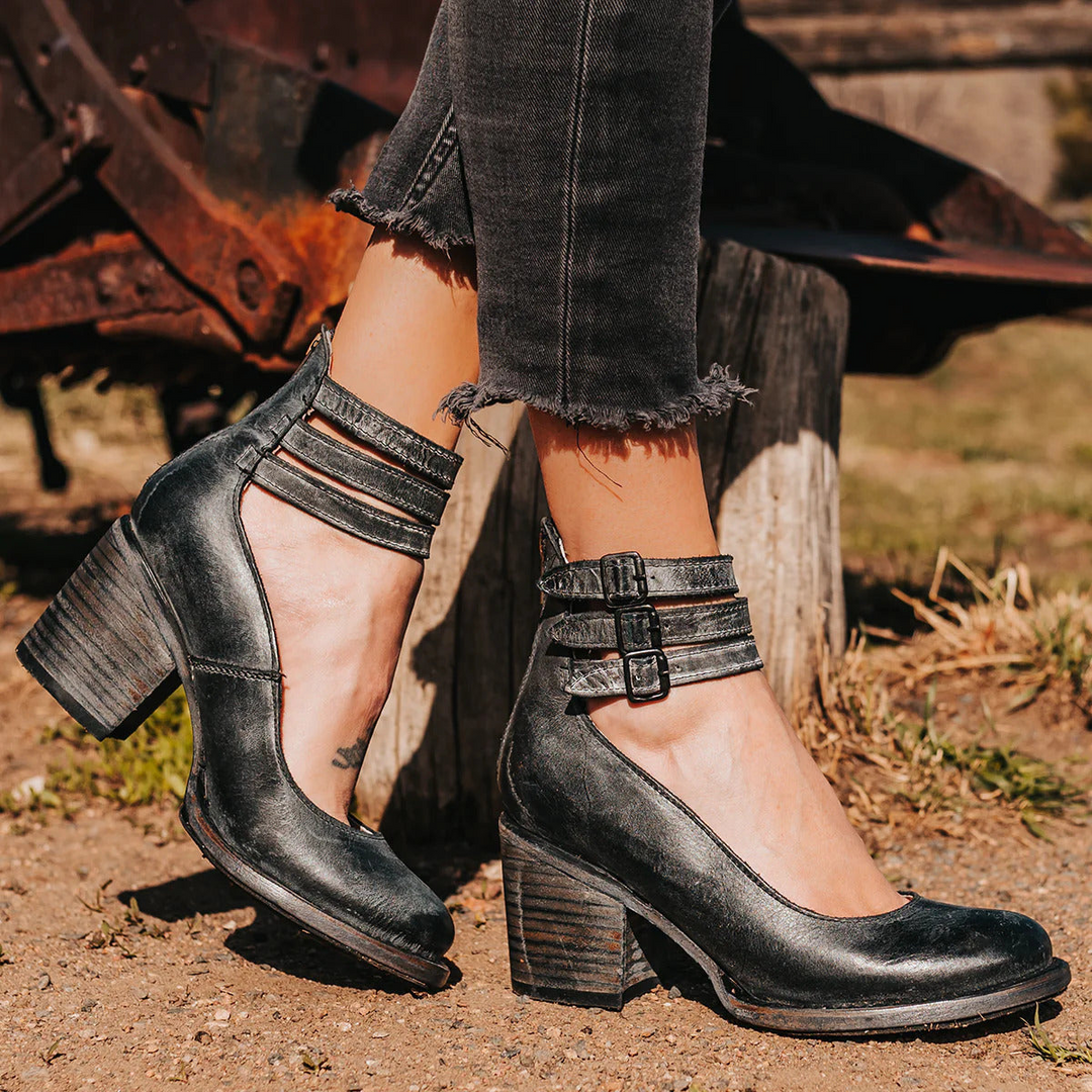 Heels For Women | Raised Block Heel Buckle Fastenings