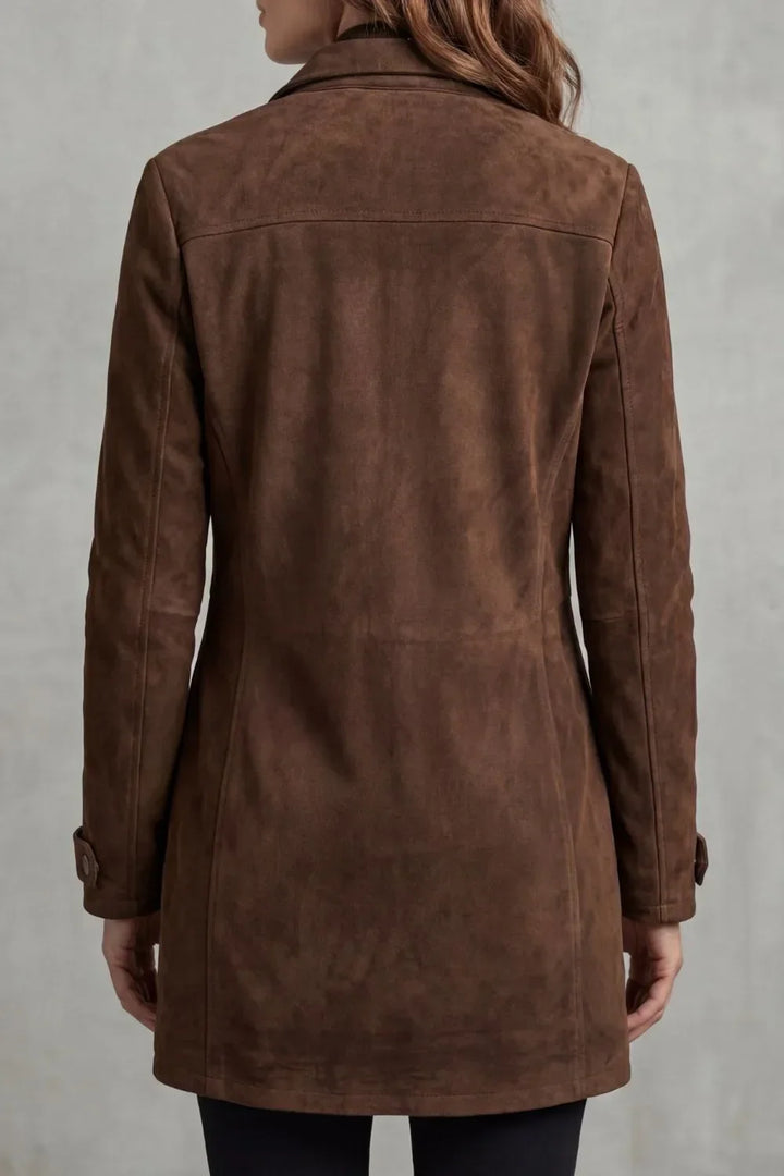 Marcellise | Long Suede Jacket with Zipper