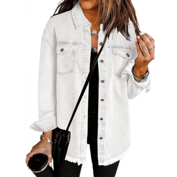 Frayed Oversized Shirt Jacket