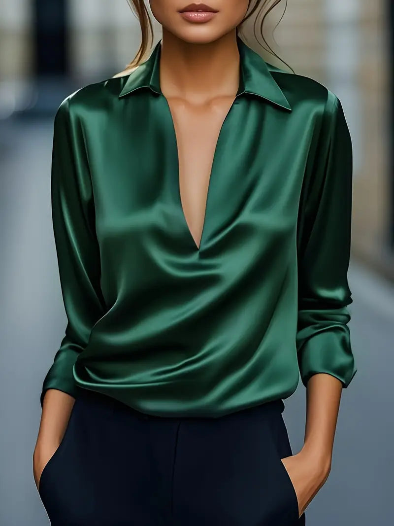Women’s Blouse | Collared V-Neck