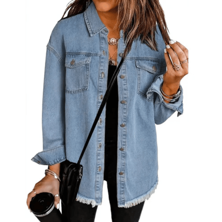 Frayed Oversized Shirt Jacket