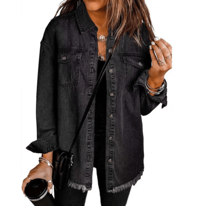 Frayed Oversized Shirt Jacket