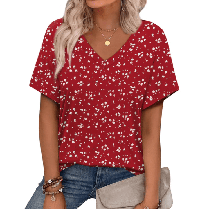 Vibrant Boho V Neck Top