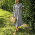 Striped Button Front Midi Dress