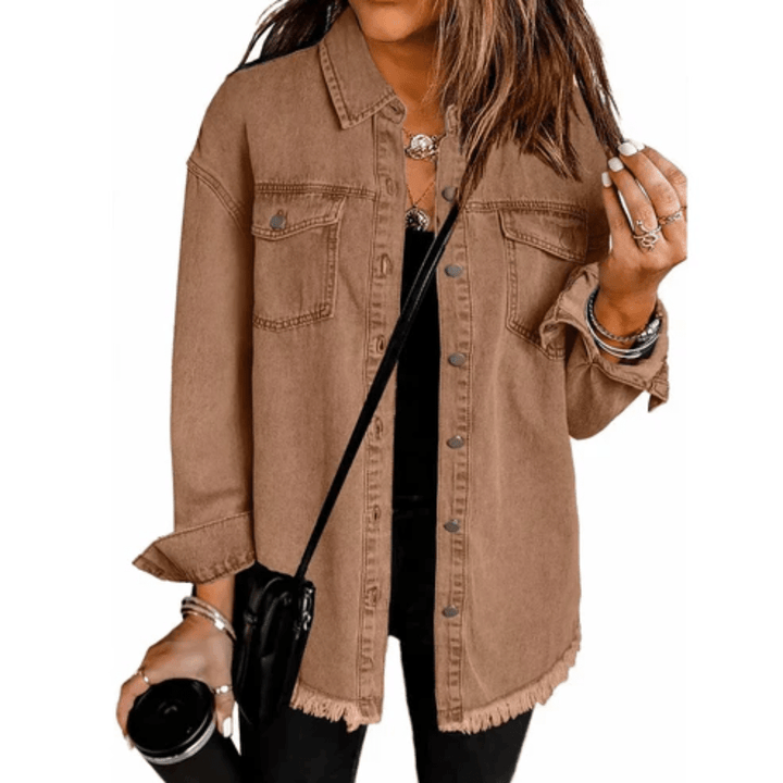 Frayed Oversized Shirt Jacket