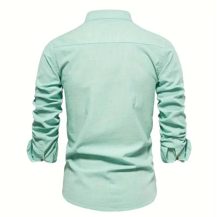 Tailored Long Sleeve Shirt with Button Front and Breathable Fabric, Easy Care