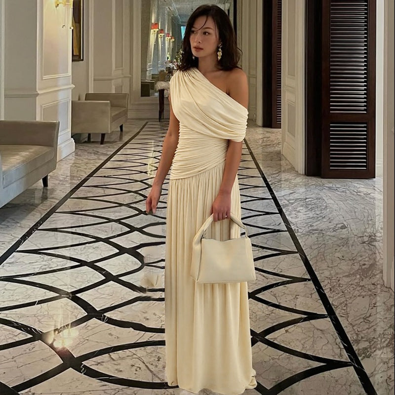 Maternity Maxi Dress – Asymmetric Neckline Baby Shower