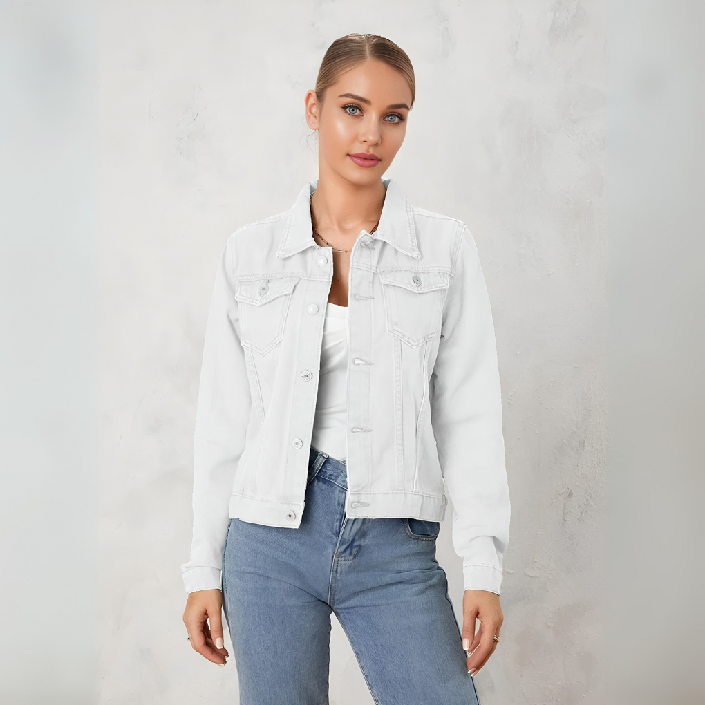 Classic Button-Up Denim Jacket for Women