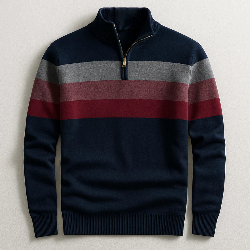 Men’s Sweater | Striped Zip Neck Pullover