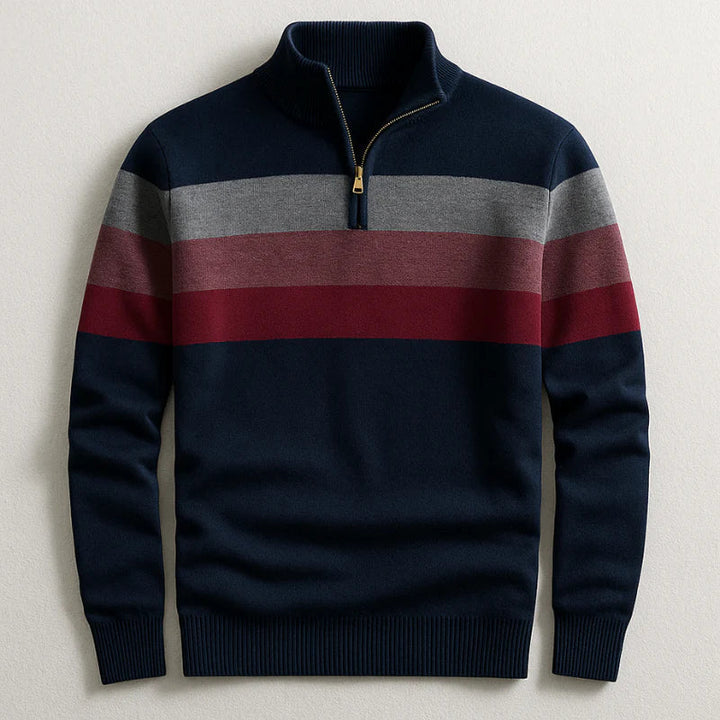 Men’s Sweater | Striped Zip Neck Pullover