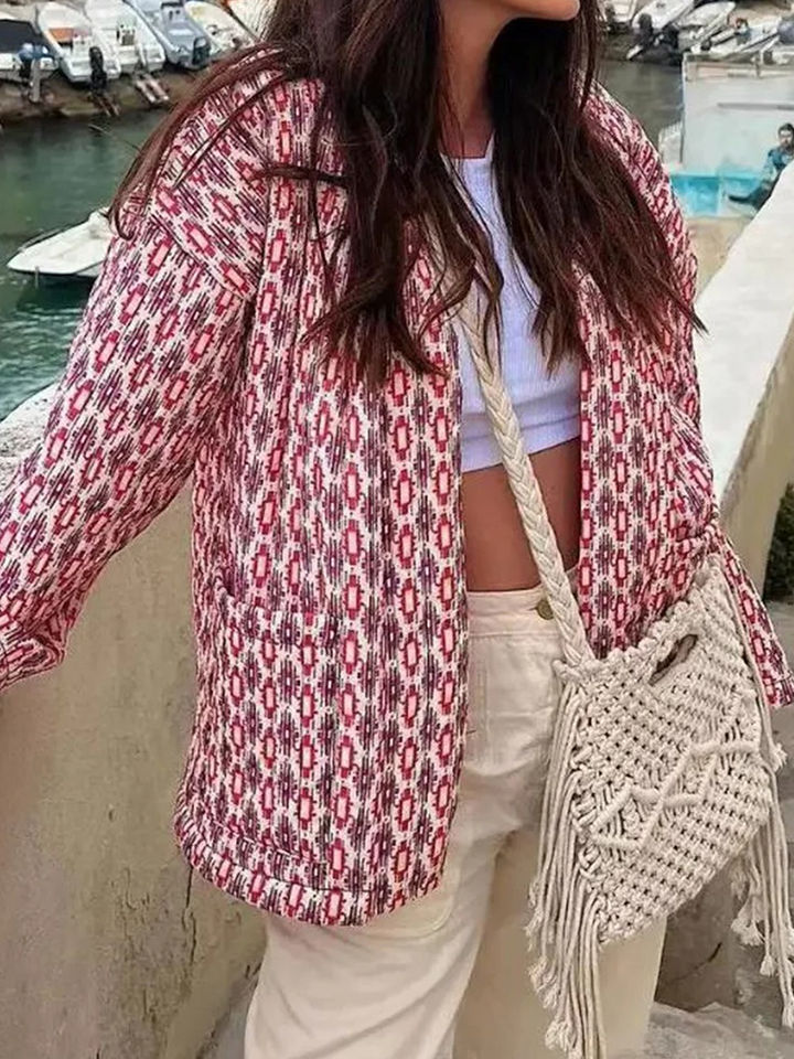 Olyvia | Quilted Jacket with Geometric Print