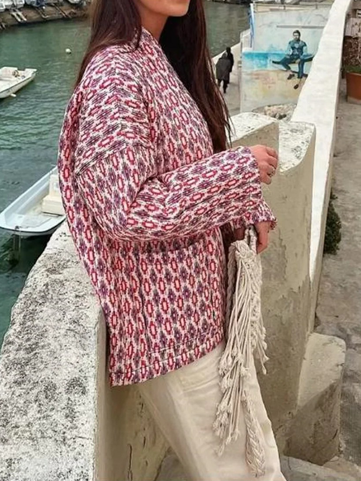 Olyvia | Quilted Jacket with Geometric Print