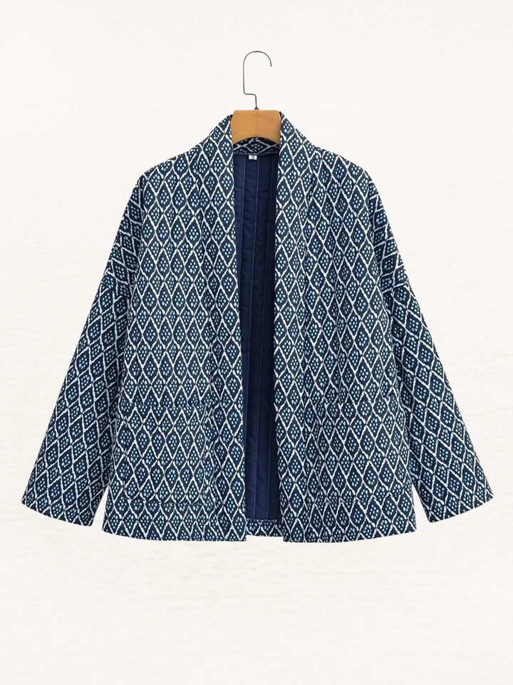Olyvia | Quilted Jacket with Geometric Print