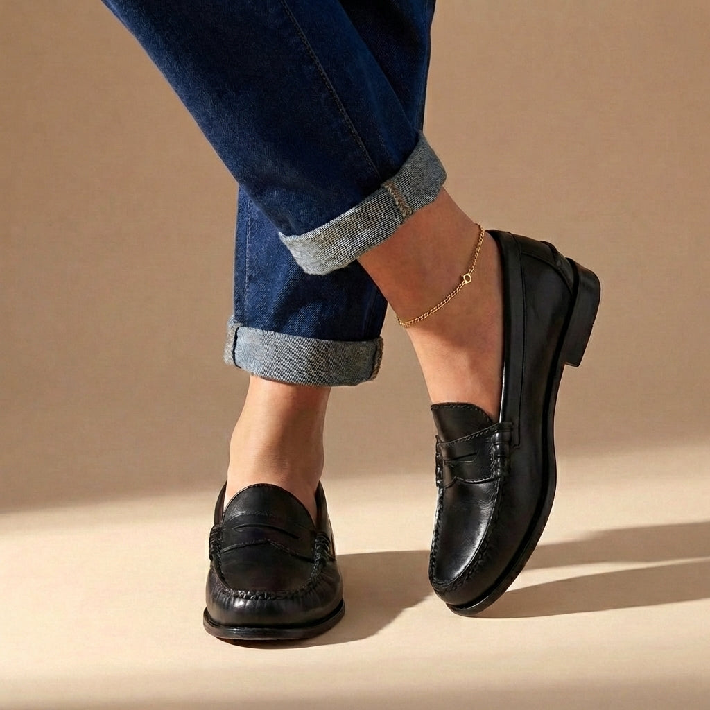 Retro Flat Loafer Pumps Vegan Leather Brushed Plus-Size Casual Shoe