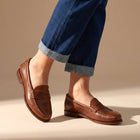 Retro Flat Loafer Pumps Vegan Leather Brushed Plus-Size Casual Shoe