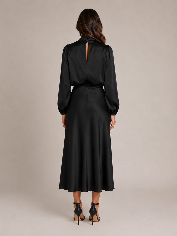 Dressed Midi Dress with Puff Sleeves for Women – Marlies