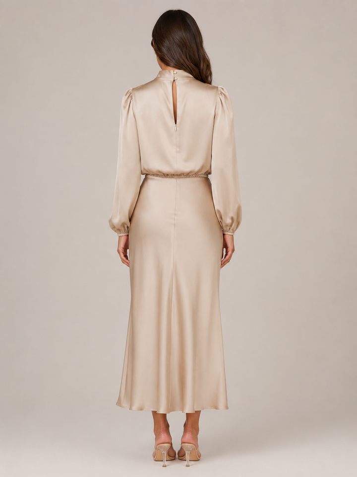 Dressed Midi Dress with Puff Sleeves for Women – Marlies