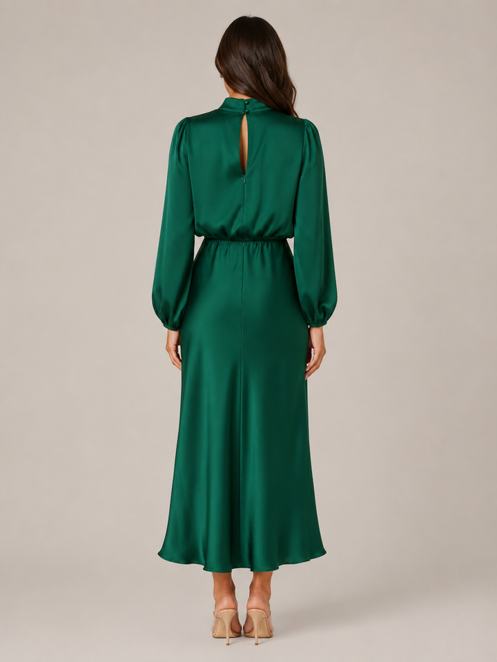 Dressed Midi Dress with Puff Sleeves for Women – Marlies