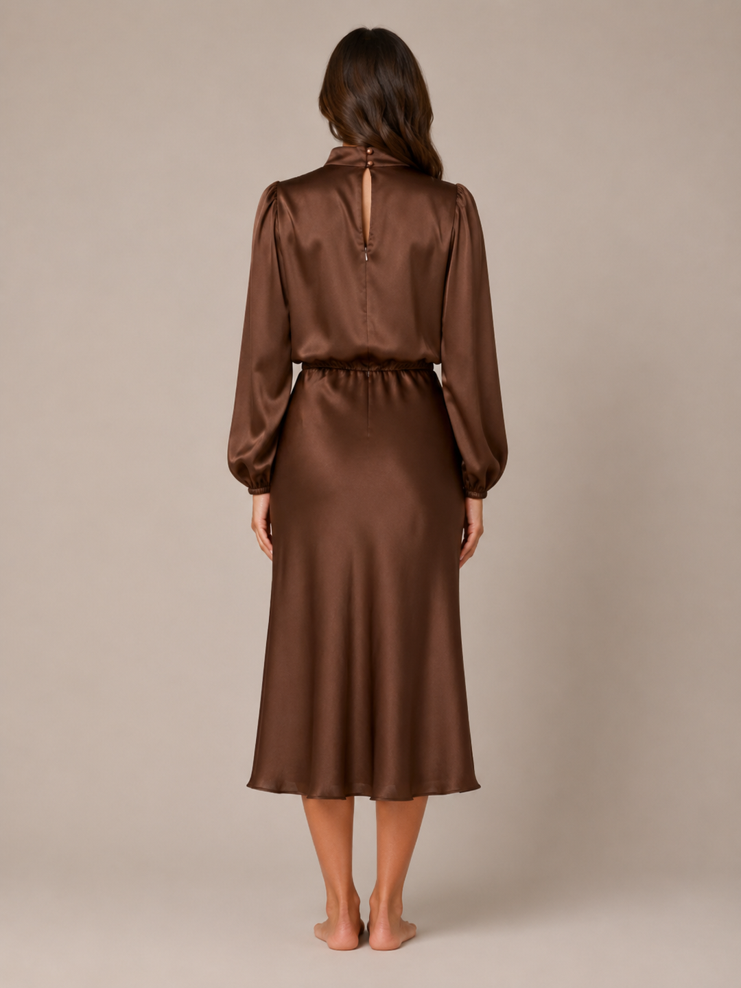 Dressed Midi Dress with Puff Sleeves for Women – Marlies