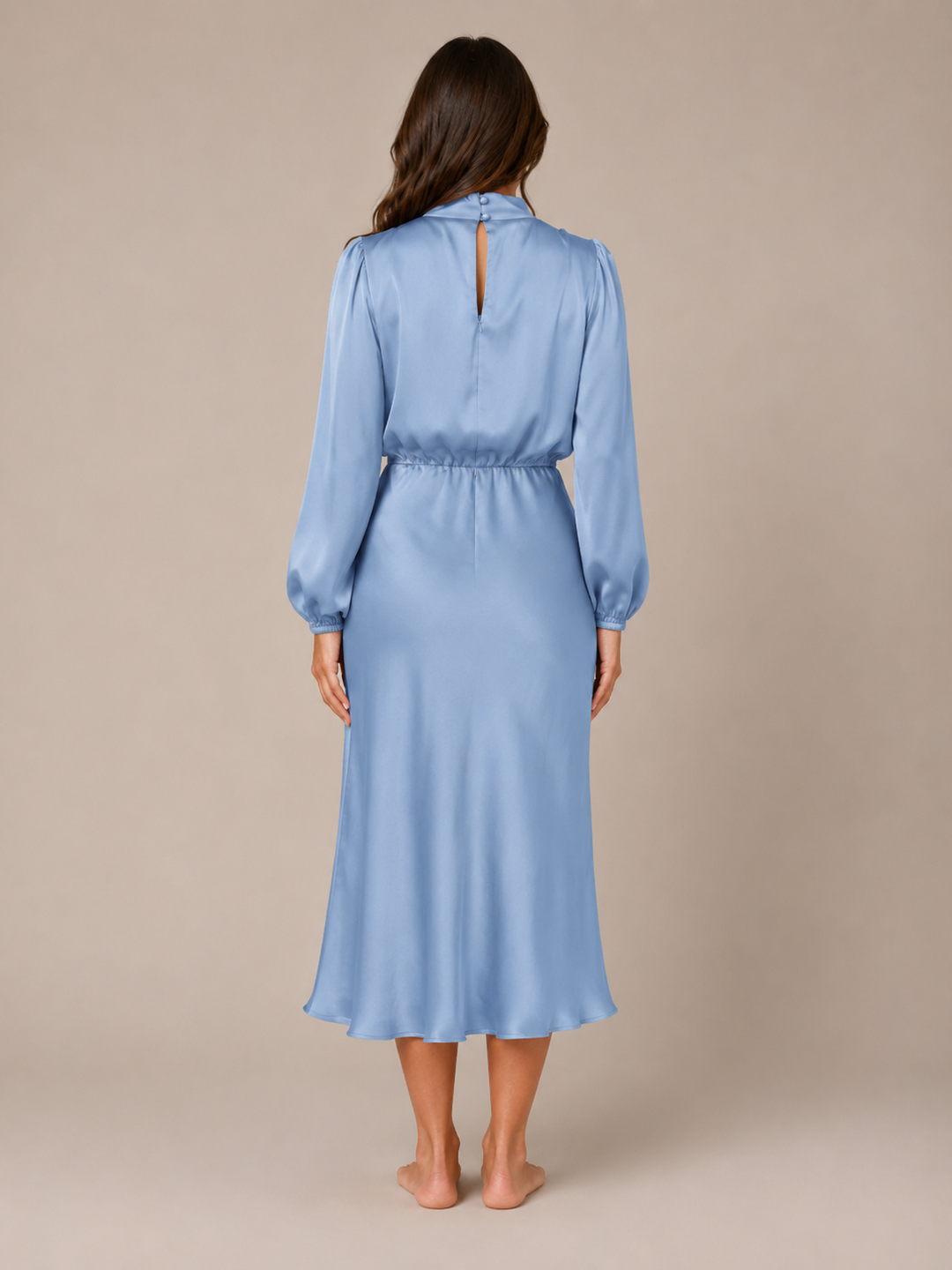 Dressed Midi Dress with Puff Sleeves for Women – Marlies