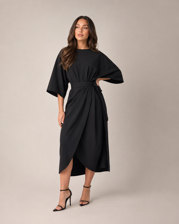 Tailored Midi Dress with Bow Belt for Women – Havanna