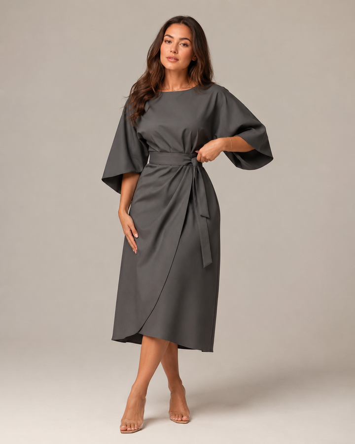 Tailored Midi Dress with Bow Belt for Women – Havanna