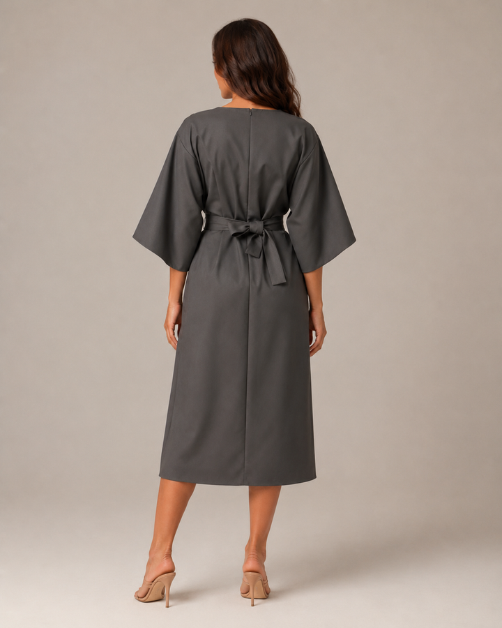 Tailored Midi Dress with Bow Belt for Women – Havanna