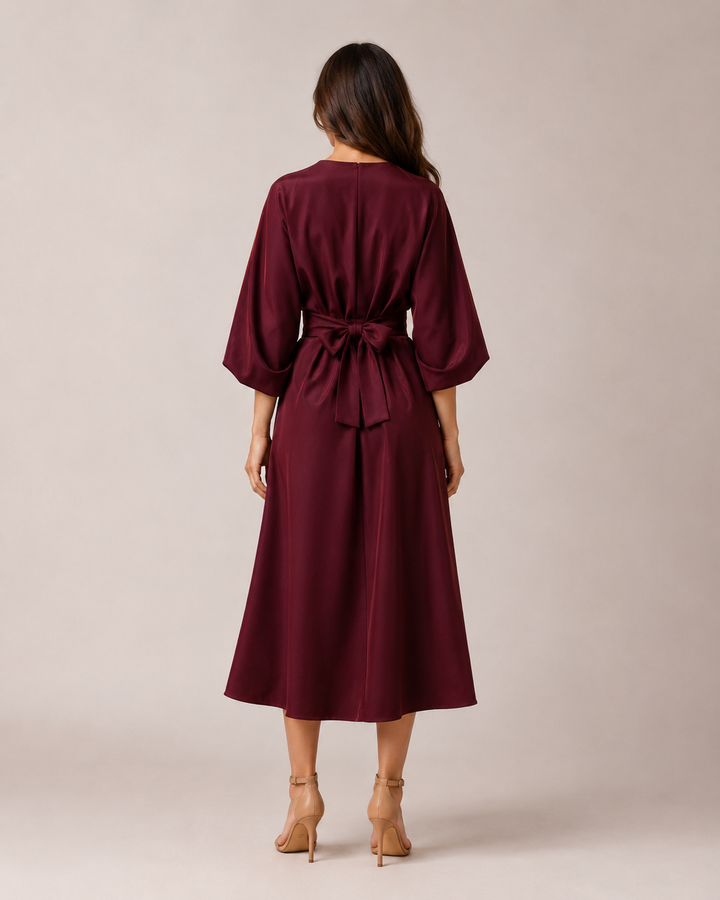 Tailored Midi Dress with Bow Belt for Women – Havanna