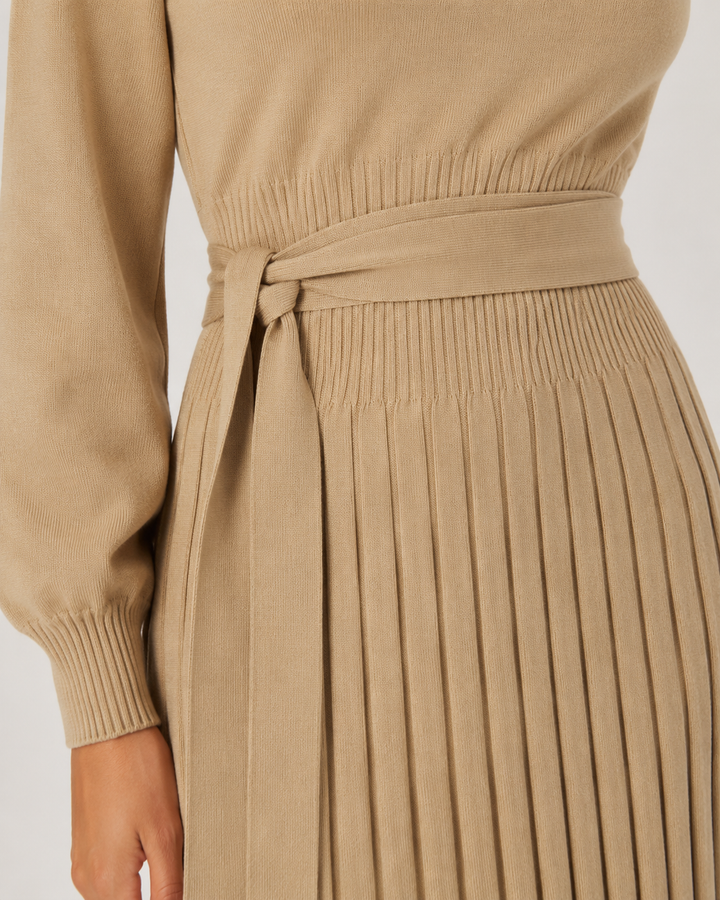 Knit Midi Dress with Pleated Skirt for Women – Marit