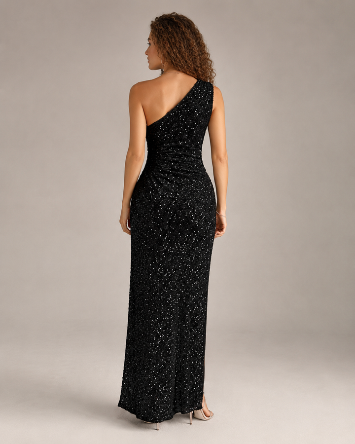 Long sequin dress with high slit for women – Kiki