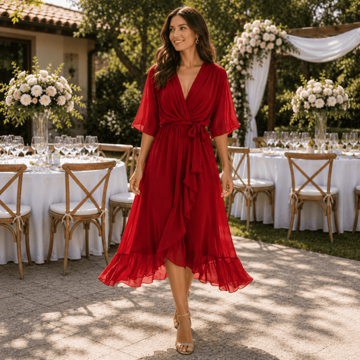 Gala Ready Midi Dress with Adjustable Waist Tie