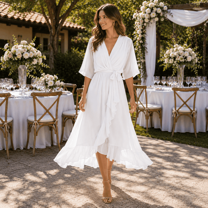 Gala Ready Midi Dress with Adjustable Waist Tie