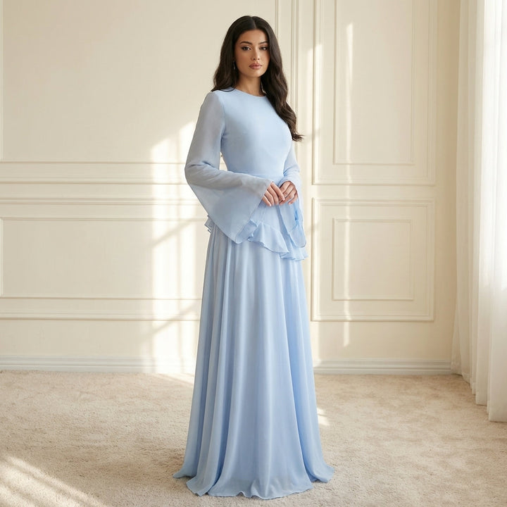 Maxi Dress – Flowy Ruffle Detail &amp; Elegant Flared Silhouette